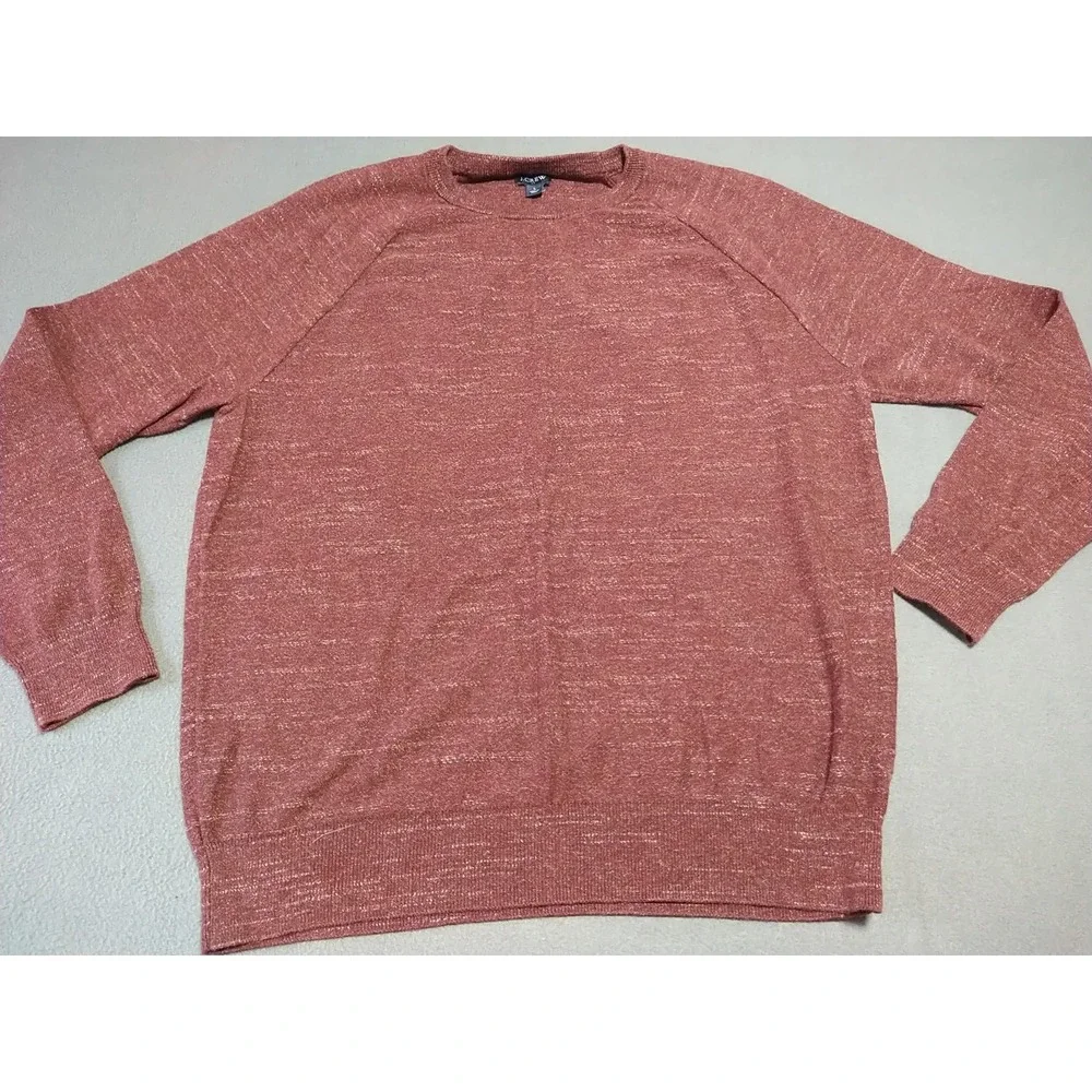 J. Crew Sweater Men L Burgundy Long Sleeve Crew Neck Pullover‎ Classic Speckled